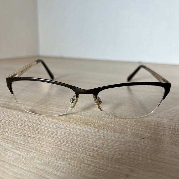 Jimmy Choo 58 FZ6 Eyeglasses Brown Gold Frames Only Metal Half Rim 54-16-135 main image 9